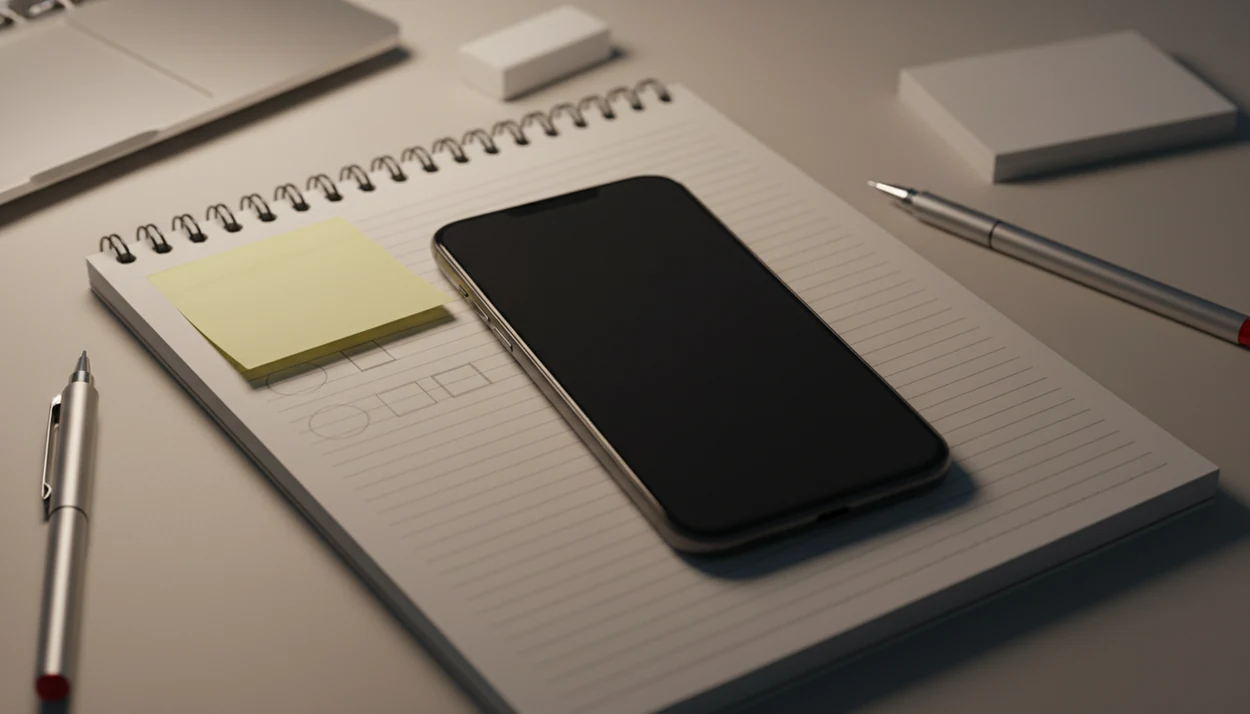A phone scans a homework notebook on a desk with personal details covered before upload.
