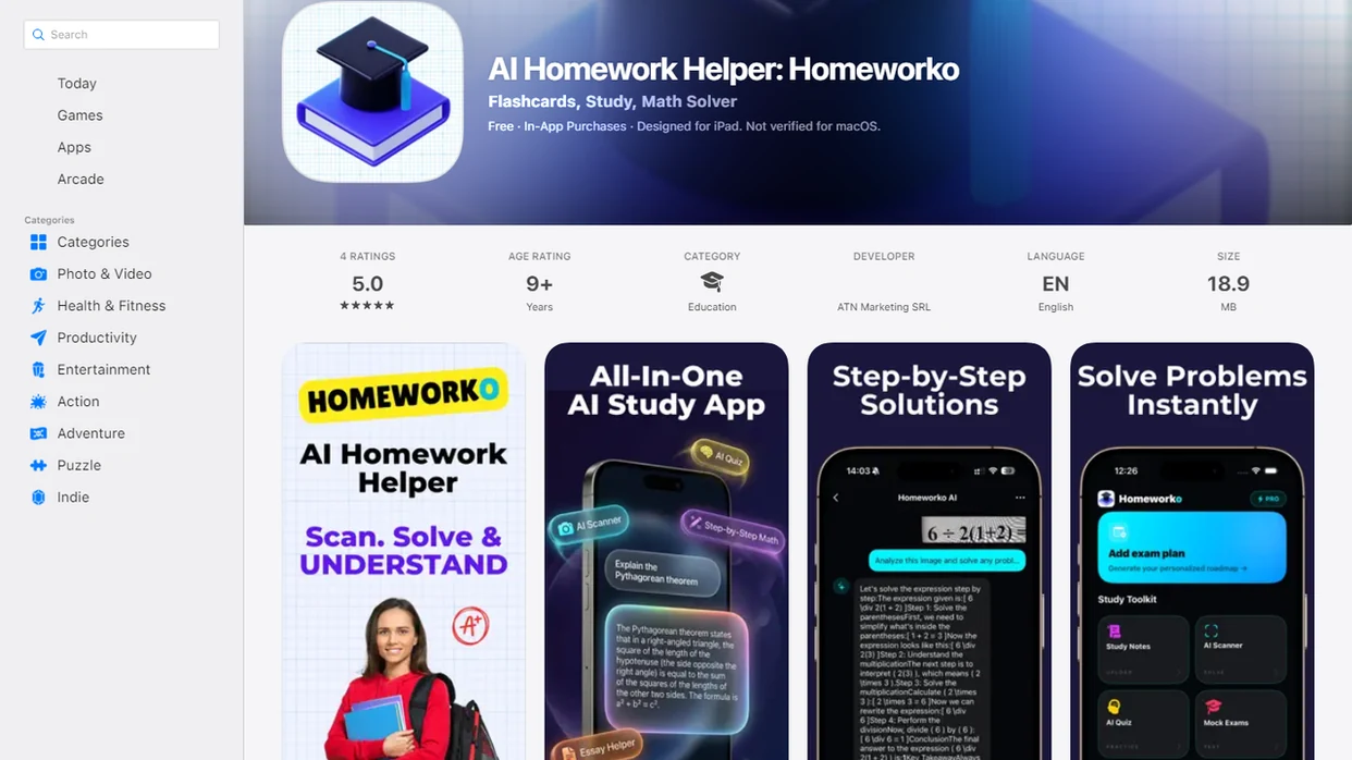 HomeworkO interface screenshot