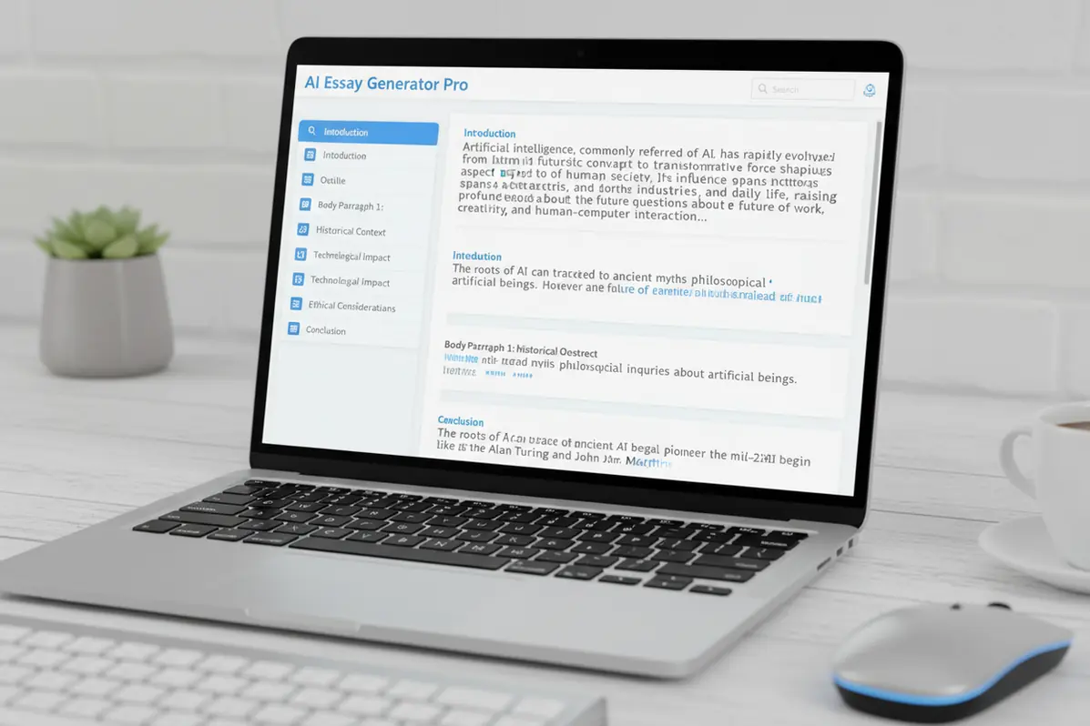 AI essay writer generating a structured draft with introduction and thesis statement