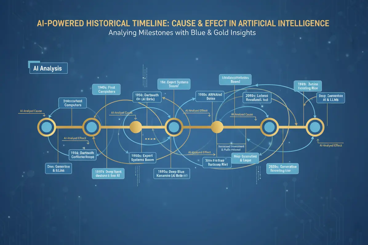 AI history helper explaining historical events with timeline and cause-effect analysis