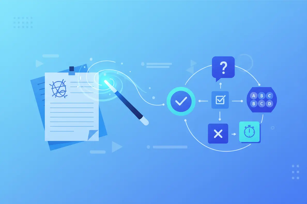 Create quiz AI integrated with study guides and flashcards for complete exam prep