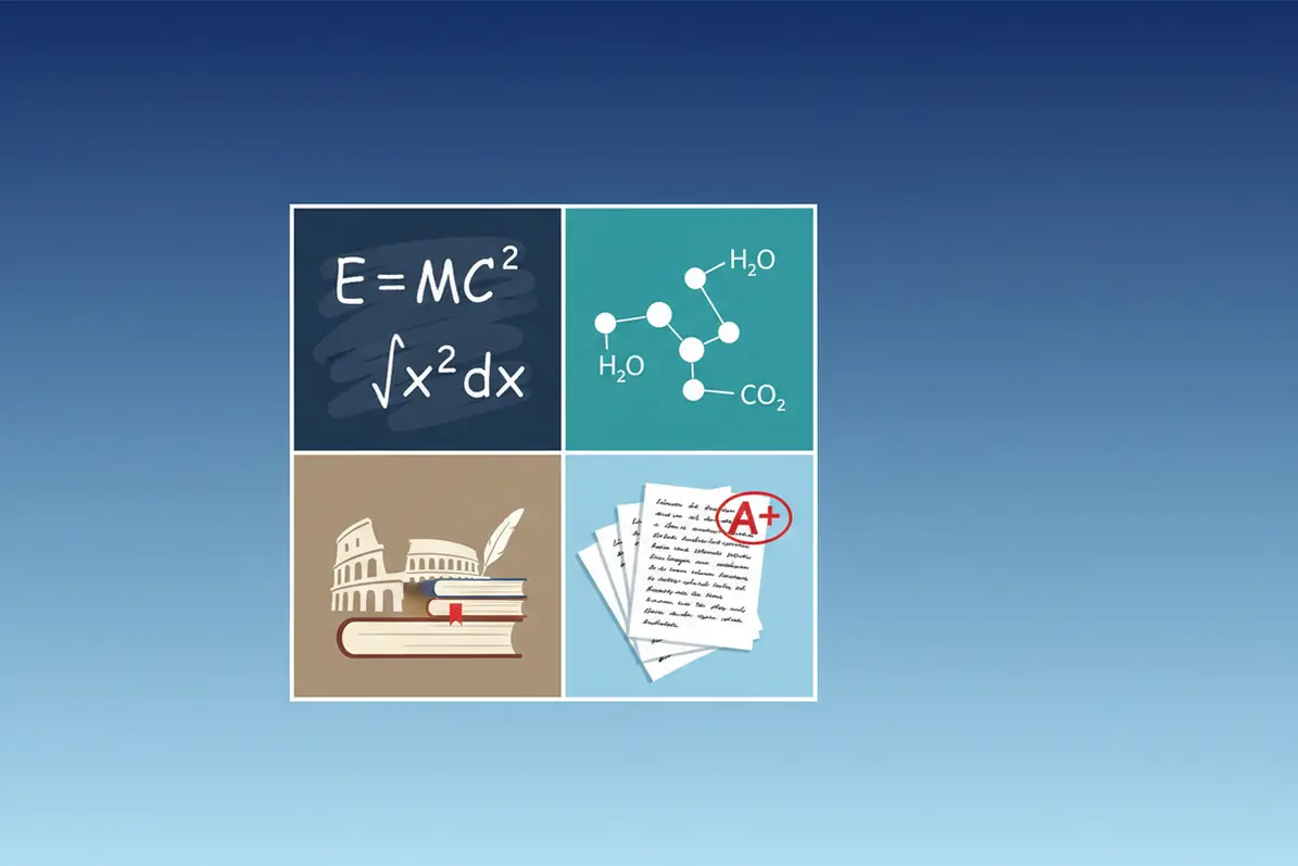 AI homework help covering math, science, history, and essay writing subjects