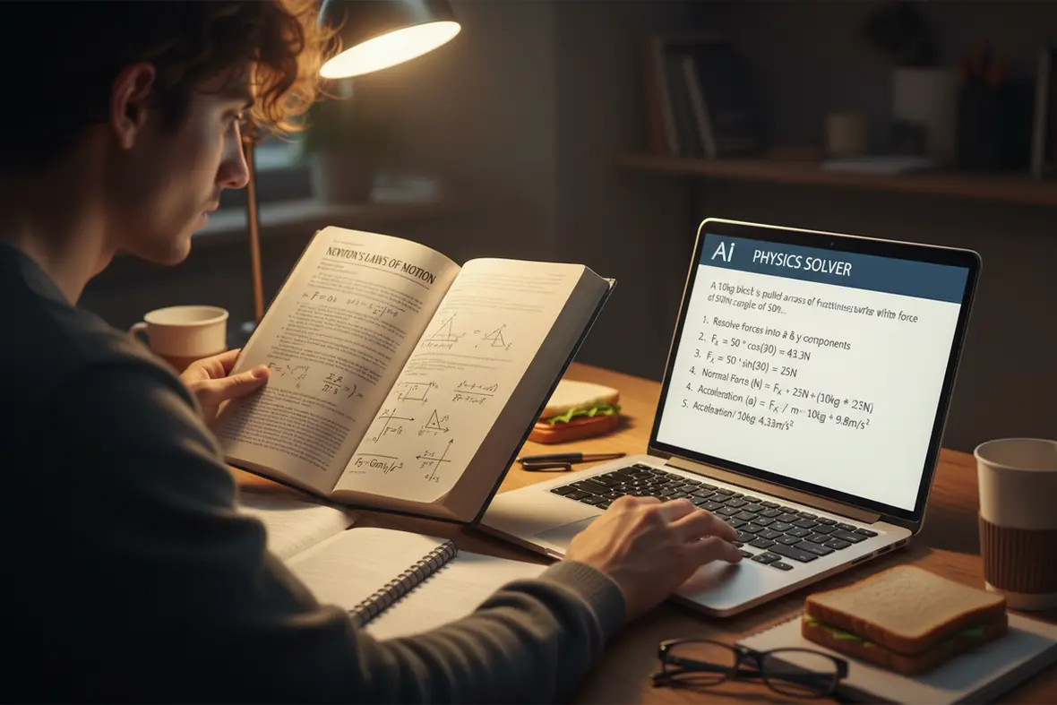 Physics homework help showing key formulas for mechanics, electricity, and thermodynamics