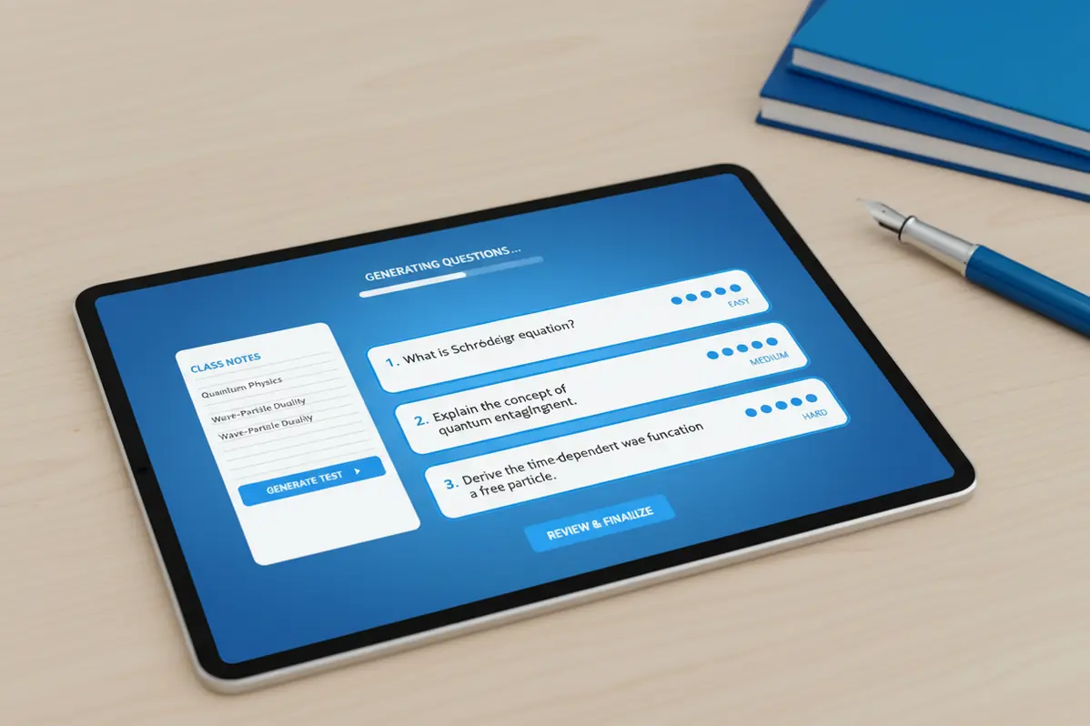 Quiz maker generating a practice test that simulates real exam conditions