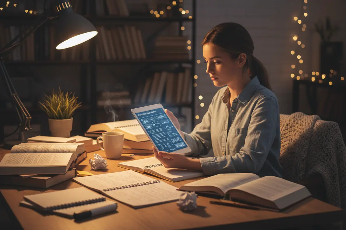 AI study guide paired with flashcards and quiz tools for complete exam preparation