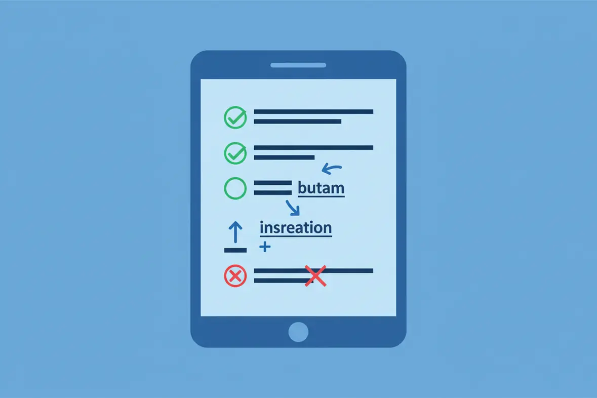 Writing assistant showing grammar corrections and style improvement suggestions